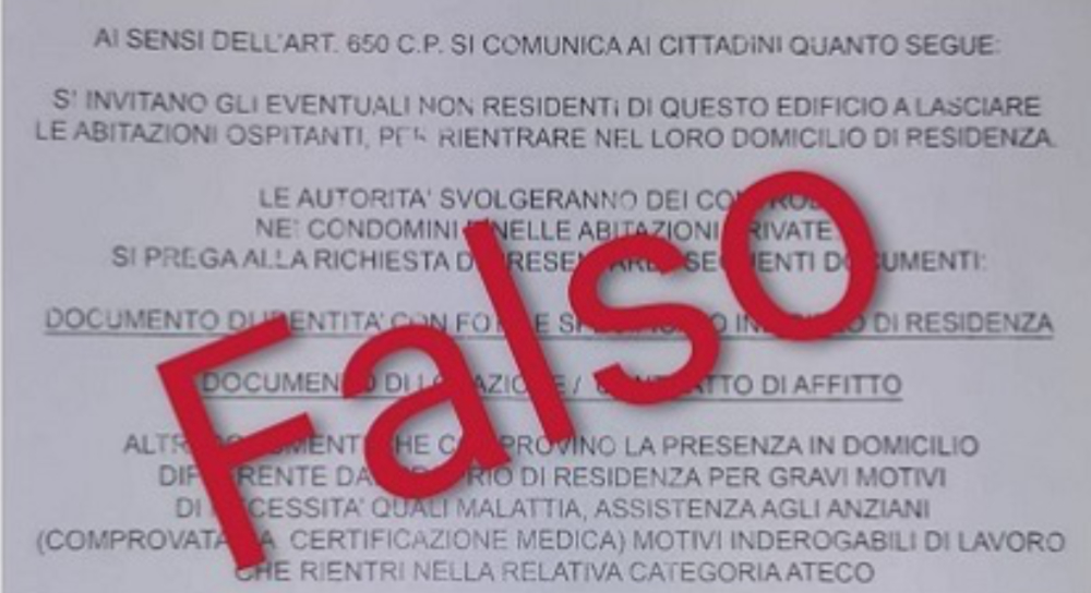 Falso volantino Ministero degli Interni